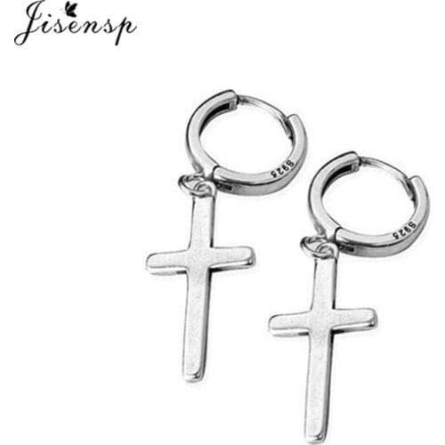 Fashion Men Women Metal Cross Pendant Earrings Gothic Party Punk Hoop Earring Simple Huggies Piercing Ear Jewelry Brinco 2021