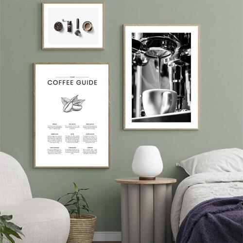 Coffee Guide Poster Espresso Making Canvas Painting Black White Art Print Modern Quote Wall Picture For Living Room Home Decor