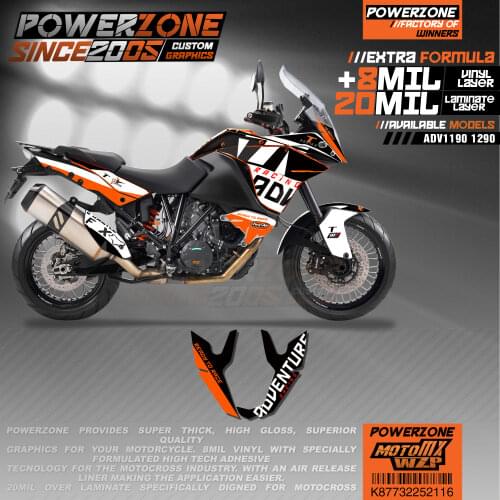 PowerZone Custom Team Graphics Backgrounds Decals 3M Stickers Kit For KTM ADV 1050 1090 1190 1290 116