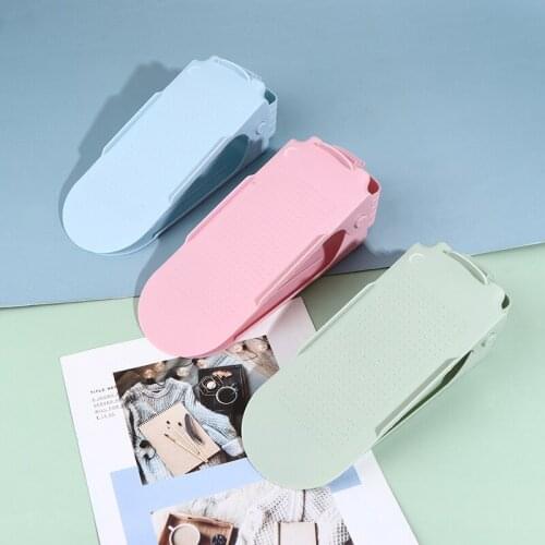 2pcs Durable Adjustable Shoe Organizer Footwear Support Slot Space Saving Cabinet Closet Stand Shoes Storage Rack Shoebox