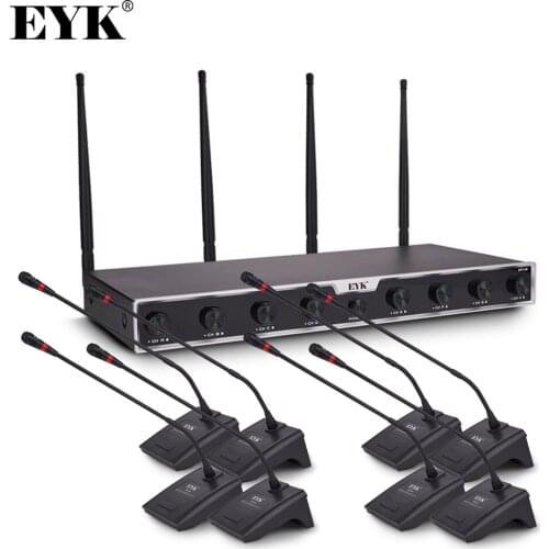 EYK EFU8 Professional 8 Channel Gooseneck Microphone System UHF Conference Wireless Mic Clear Sound Perfect for Meeting Room
