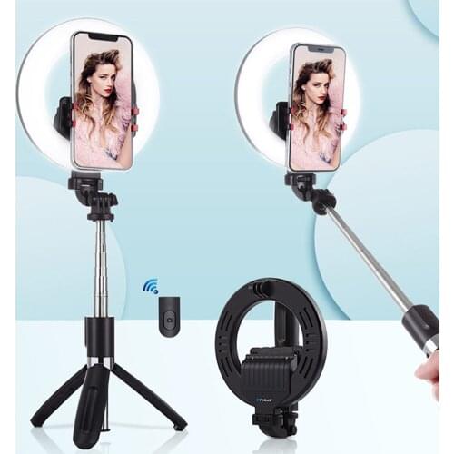 MAMEN 19-90cm Bluetooth Selfie Stick Tripod with LED Ring Light 1200mAh Battery for Tiktok Youtube Live Broadcast Phone Tripod