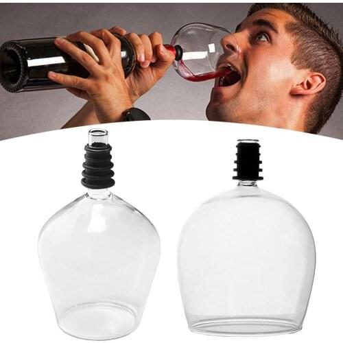 Creative Red Wine Champagne Glass Cup with Silicone Seal Drink Directly From Bottle Crystal Shot Glasses Cocktail Mug