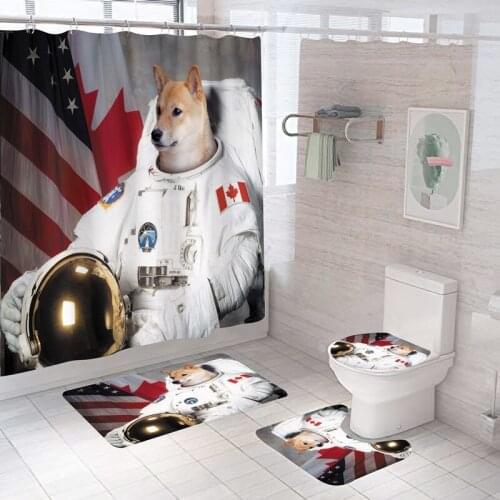 Waterproof Bath Shower Curtain Sets Toilet Seat Cover Non-Slip Bath Mat Rug Carpet Set Bathroom Decor Polyester Washable