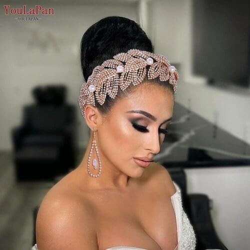 YouLaPan HP366 Rhinestone Bridal Hairband Luxury Pearl Bridal Hair Hoop Headpiece Tiaras and Crowns Wedding Accessories Jewelry