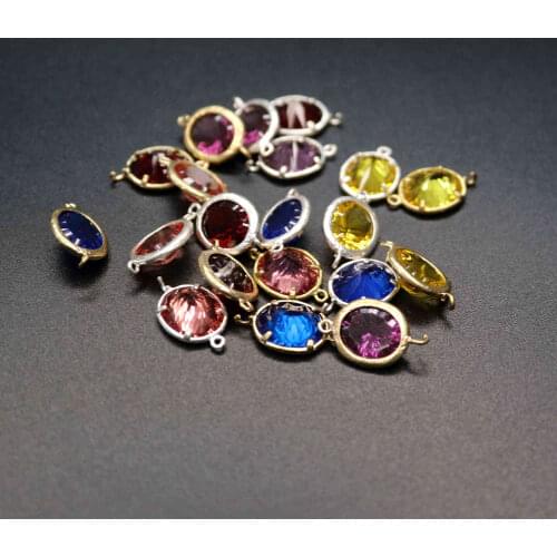 Clearance 6pcs 12x15mm matte gold,silver plated brass frame acrylic beads oval two loops connector DIY earrings supplies 1800488