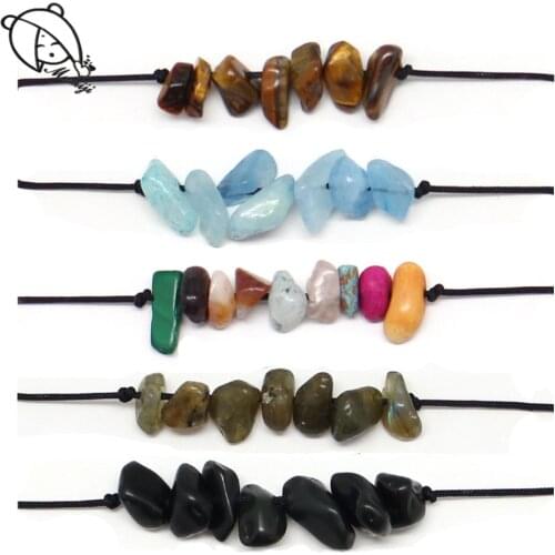 Momiji All Handmade Natural Stone Friendship Bracelet Women Girl Bohemian Rope Chain Irregular Stone Wedding Charm Bracelet Gift