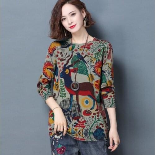 Runway Sweater Luxury Brand Designer Elegant Sweater Women Cartoon Pattern Loose Warm Print Knit Pullovers Tops Feminino Jumper