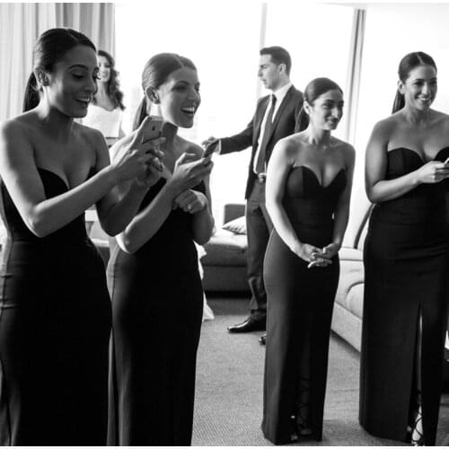 Sexy Sweetheart slim Bridesmais Dresses high slit Mermaid Long Maid Of Honor Gown dresses 2016 Vestido De Festa De Casamento