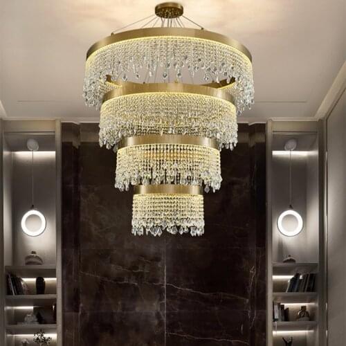 Postmodern Golden Art Deco Crystal Chandelier Lighting Lustre Suspension Luminaire Lampen For Dinning Room