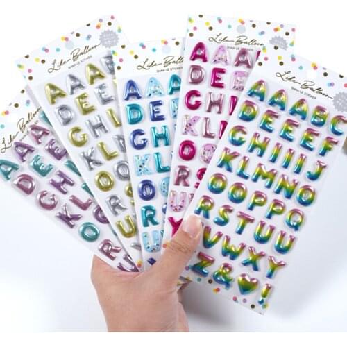 1pc Kawaii Balloon Fun Stickers Cute Bronzing Digital Alphabet DIY Decorative Scrapbook Diary Stationery Office School Supplies