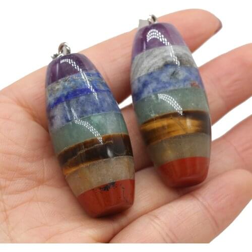 1pcs Natural Stone Pillar Shape Reiki Heal Pendants Charms for DIY Jewelry Making Necklace Earring Accessories Gift Size 21x44mm