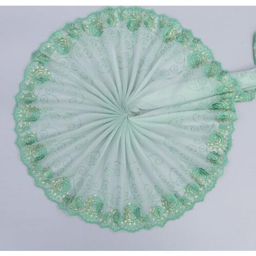1Yard Cheap Lace Trims Green Tulle Embroidery Lace Fabric 21cm Guipure Lace Ribbon Dress Sewing Accessories Fabric dentelle LT15