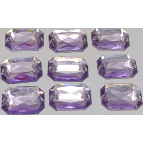 100 Purple Flatback Acrylic Square Rhinestone Button 13X18mm Sew on bead