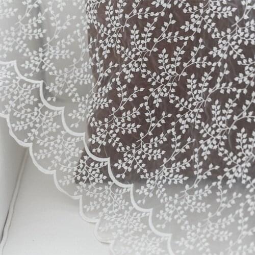 1Y/Lot Off White Small Flower Lace Organza Embroidery Mesh Fabric For Women Dress Accessories Home Deoration