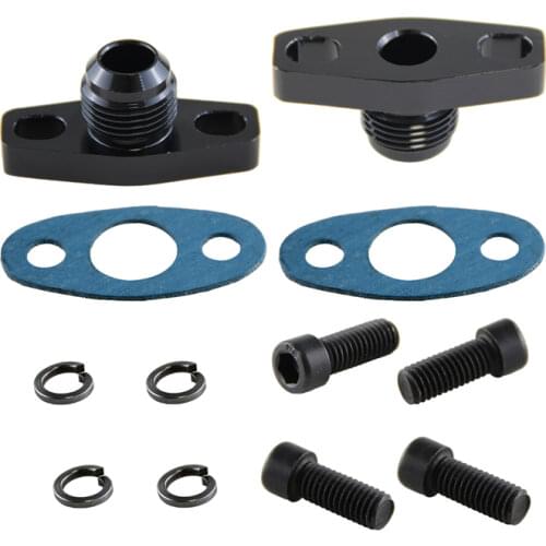 2Pcs10AN Drain GT T17 T20 T25 T28 T30 T35 Garrett Turbo Billet Oil Return Flange Black/Silver