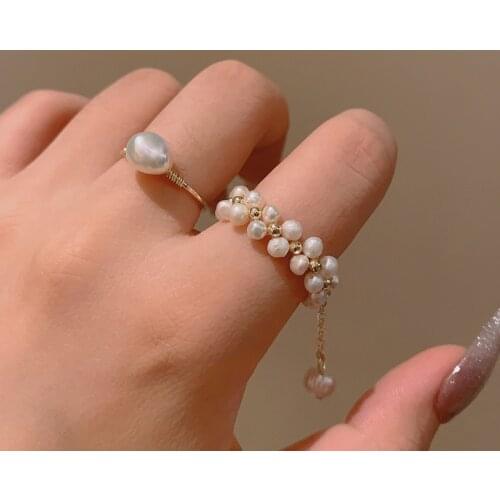 2020 Pearl Ring For Woman Gold Party Accessories High Quality Freshwater Pearl Elegant Open Ring