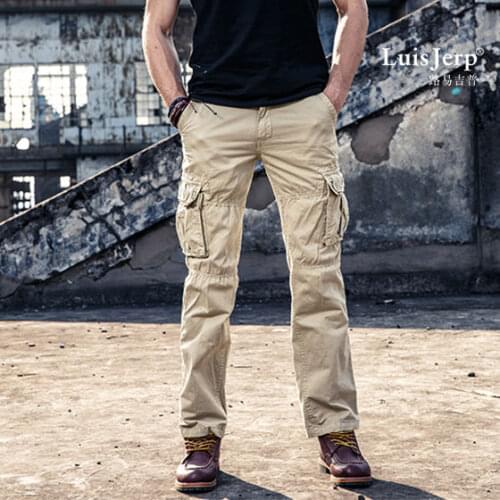 2021 New Fashion Spring Autumn Men Motorcycle Solid Loose Casual Cotton Cargo Pants Male Korea Style Plus Size Trousers W190
