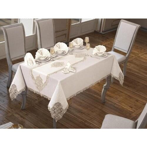 26 piece Elegant Table Cloth Set Cream