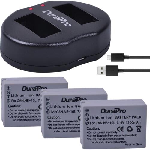 3Pcs 1300mAH NB-10L NB 10L NB10L Camera Battery + USB Dual Charger for Canon G1X G15 G16 SX40HS SX50HS SX60HS SX40 SX50 SX60 HS