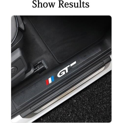 4pcs Carbon Fiber Door Sill Protector Leather Vinyl Stickers For Peugeot 308 208 207 307 206 508 407 3008 Car Accessories