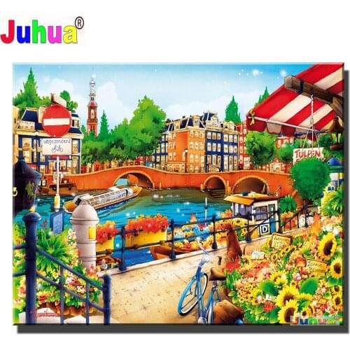 Amsterdam City DIY Diamond Painting Full Square/Round Cross Stitch Flower Landscape 5D Embroidery Rhinestone Home Decoration