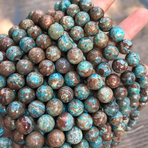 Natural Stone Smooth Loose Round Blue Lace Pattern Autumn Jaspers Calsilica Beads For Jewelry Making 4/6/8/10/12mm