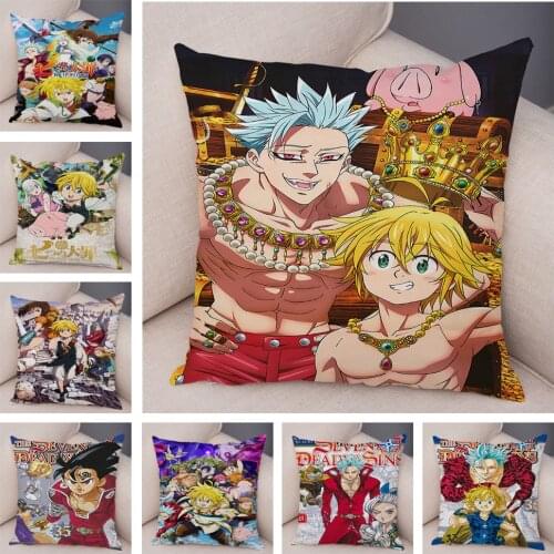 The Seven Deadly Sins Painting Pillow Case Decor ​Japan Anime Cartoon Pillowcase Soft Plush Cushion Cover for CarSofa Home