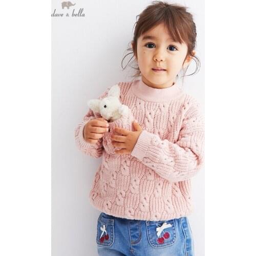 DBJ19774 dave bella winter cute baby girls Christmas cartoon knitted sweater kids girl fashion toddler boutique tops