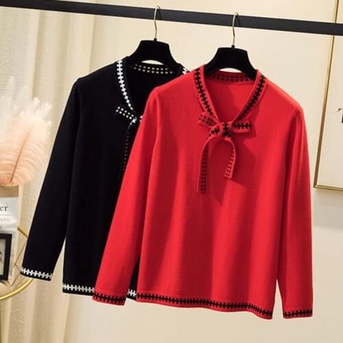 4XL 2021 Autumn And Winter Retro Houndstoothp Pull Jumpers Loose Long-Sleeved Thicken Oversized Knitted Sweater Femme