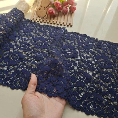 2Meters/lot 14-23cm wide 7 kind navy blue embroidered stretch lace skirt hem sleeve side clothing tube top DIY fabric AC190