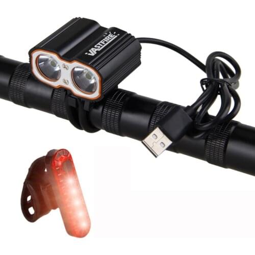 2 in 1 Bike Light Headlamp 2X XM-L T6 LED Front Bike Headlight USB 5V Bicycle Lamp with Headband and 6400mAh Battery Pack