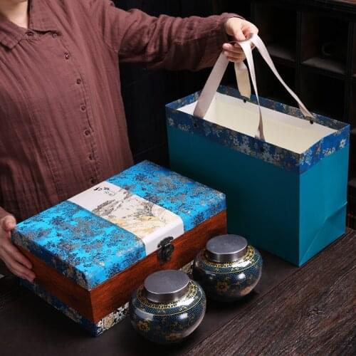 Chinese Ceramic Tea Caddies Gift Storage Box Handmade Seal Container Tea Caddies Packaging Theedoos Household Products DG50TC