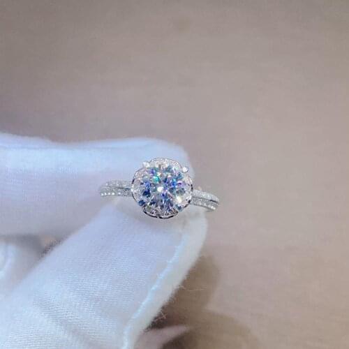 Romantic Brilliant Flower Cut D Color Moissanite Ring Silver 925 Diamond Test Past VVS1 Love Heart Gemstone Wedding Party Ring