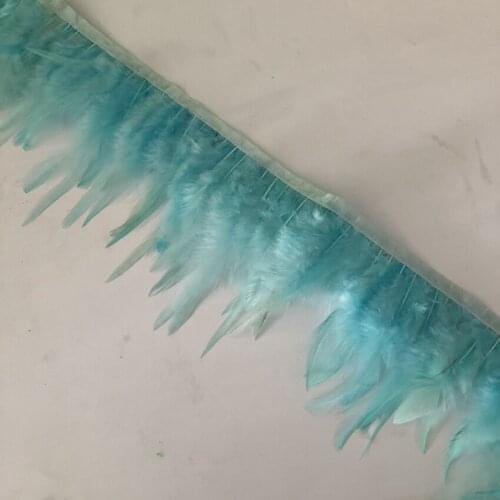 10Meters Natural Chicken Feather trims Mint Green Dyed high quality rooster hackle feathers strips fringes neck feather ribbon