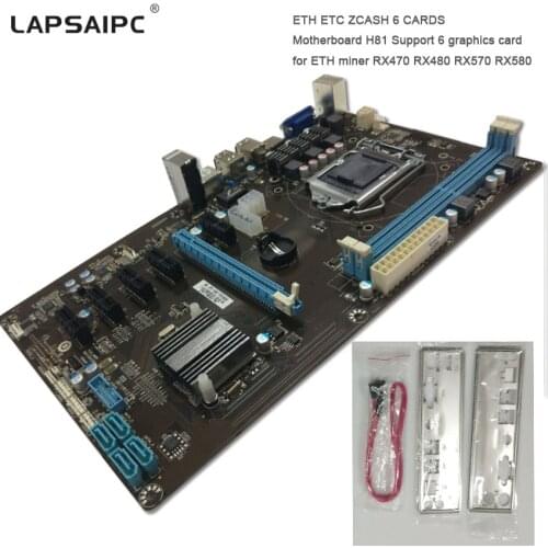 Lapsaipc h81 Motherboard miner RX470 RX480 RX570 RX580 Tested support 6 graphics card instead TB85 TB250 motherboard H81