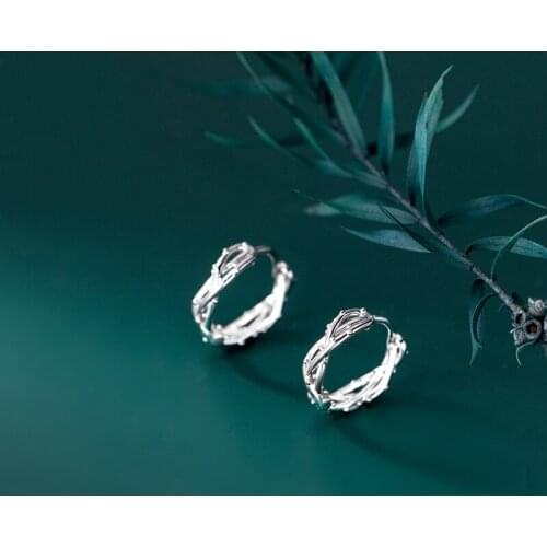 MloveAcc Authentic 925 Sterling Silver Plant Vine Hoop Earrings for Women and Men Silver 925 Fashion silver Jewelry