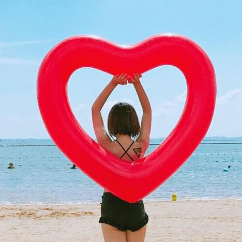 Love Heart-shaped Inflatable Swimming Ring For Kids Adults Pool Floating Bed Lifesaving Swim Ring Summer Outdoor Beach Toys