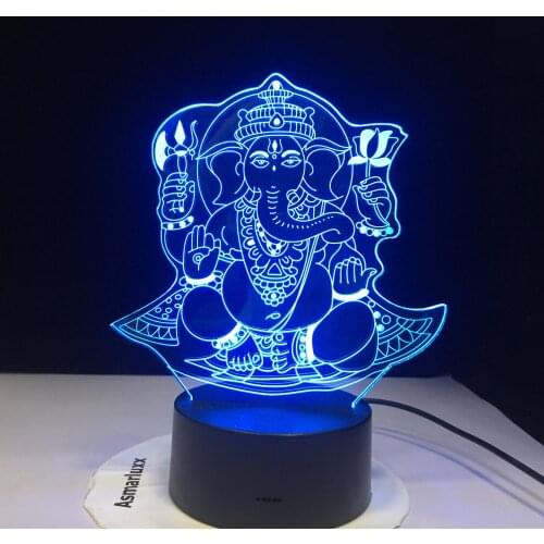 Buddha 7 color changing Night Lamp 3D Atmosphere Bulbing Light Heart visual illusion LED for kids toy Christmas Birthday gifts