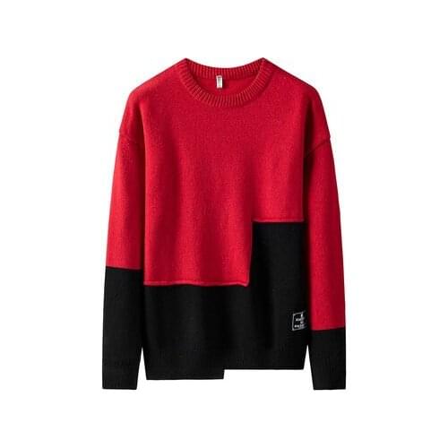 New Fashion Japanese-style Men Knitted Pullover Sweaters Casual Mens Clothing Stitching Color Knitwear Sweater Brand Man Top