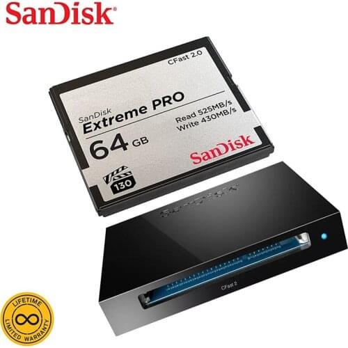 Original Sandisk CFast 256GB Flash Memory Card 64GB 128GB Extreme PRO CFast 2.0 Memory Card Reader For Full HD 3D And 4K Video