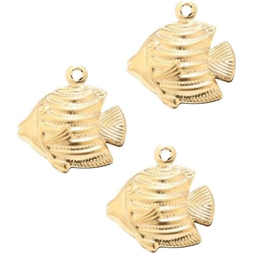 20pcs/lot 304 Stainless Steel Gold Sea Fish Charms for Jewelry Pendent Making Findings Accessories