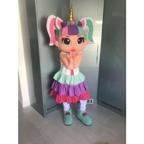 New arrival Foam professional delux DOLL UNICORN Girl mascot fancy dress suit costumes cartoon party costumes adult size