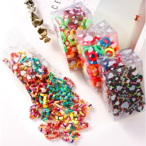 100PCS/Set 3.0CM Cute Girls Small Ring Elastic Hair Bands Kids Ponytail Holder Rubber Bands Scrunchies Children Hair Accessories