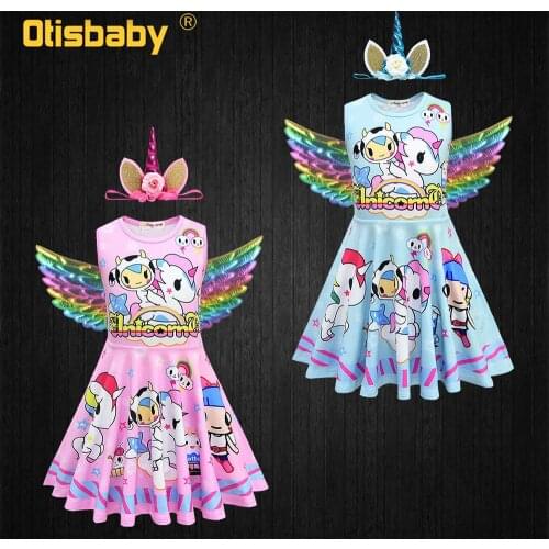 Christmas Party Infant Girls Unicorn Dress Holiday Rainbow Unicorn Girl Princess Costume Kids Soft Cotton Cartoon Horse Clothes