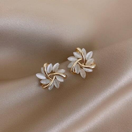 925 Silver Needle Cat Eye Opal Flower Stud Earrings Earing Women Woman Earring Cute Earrings Womens Jewelry with Free Shipping