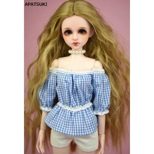 Blue Fashion Clothes Plaided Shirt Top for 1/4 BJD Doll Clothes Casual Wear Clothes for 40-50cm XINYI Doll 1:4 Doll Accessories