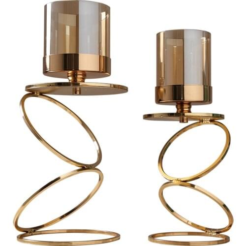 Nordic Golden Candle Holder Iron Gold Candle Holders for Wedding Centerpieces Bougie Decoratif Maison Candlestick AA50ZT