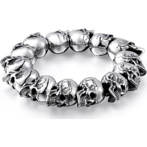 Skeleton Bracelet High Polished 3D Skull Punk Gothic Style Biker Jewelry Gift Travel Souvenirs Awards Commemoration