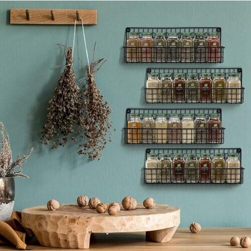 4 Pack Aesthetic Farmhouse Spice Racks for Wall Mount Space Saving and Easy to Install Hanging Racks Seasoning Organizer